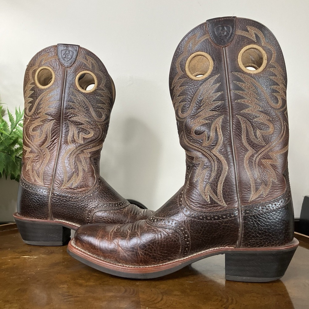 Ariat Heritage Roughstock Boots Western Cowboy Mens 8.5 D Brown Leather - Picture 3 of 11